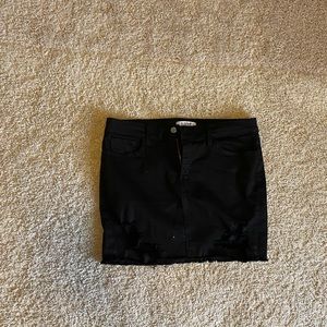 Black Distressed Jean Skirt